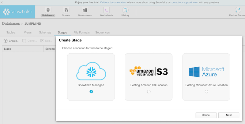 Select the storage option that can be used for bulk loading data into SnowFlake