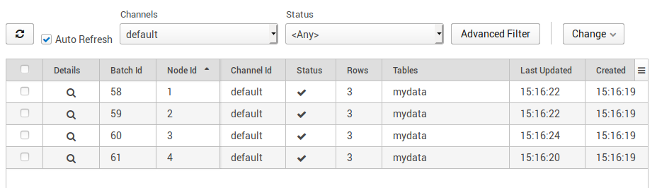 Outgoing batch screen showing a non-common batch